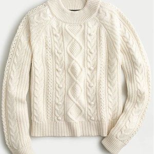 J.crew Cable Knit Lambs Wool Chunky Sweater - size M